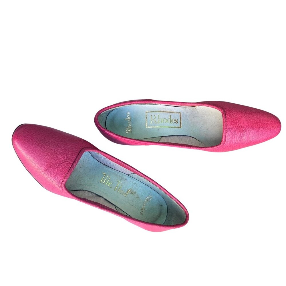 Vintage 50s Pink Leather Kitten Heel Pumps Sz 5B Rhodes Mr. Neal - Picture 14 of 16